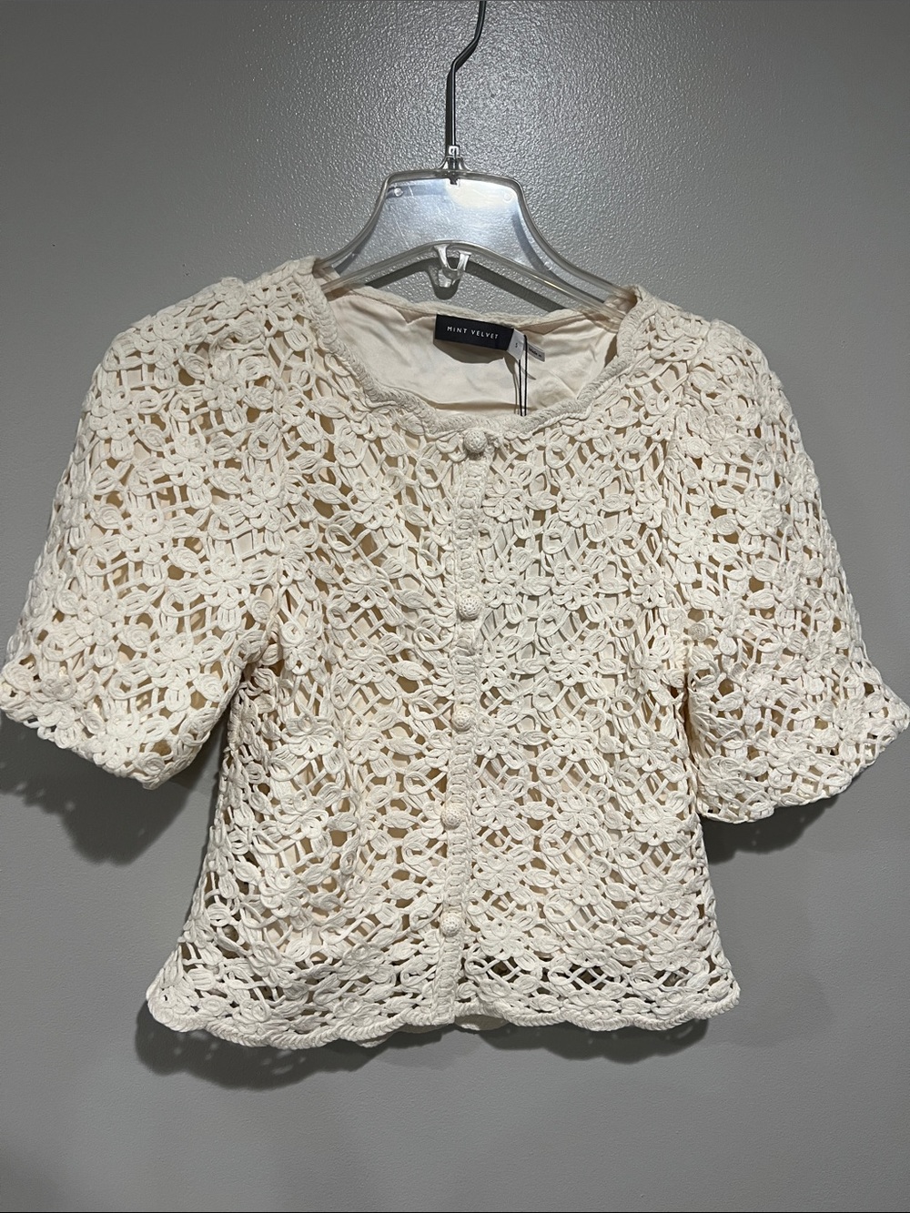 Mint Velvet Ivory Crochet Knit Top